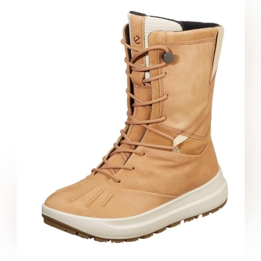 Ecco Solice High Yak leather boots, tan, women’s size 40.